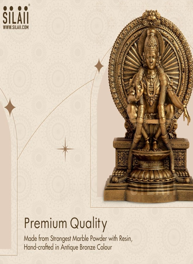 SILAII Lord Ayyappan Idol | Sabarimala Swamy Ayyappa Divine Sculpture for Home Temple | Antique Bronze Fininsh Spiritual Showpiece & Gift (6 INCH) - Image 5